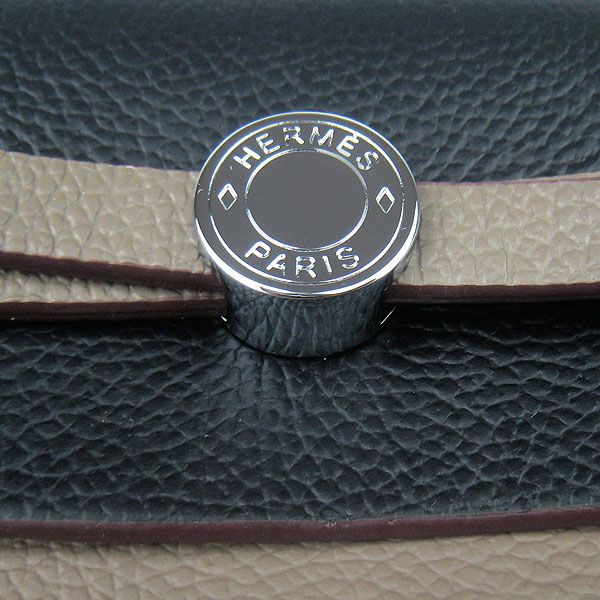 7A Replica Hermes Grey/Black Kelly 32cm Togo Leather Bag 60667